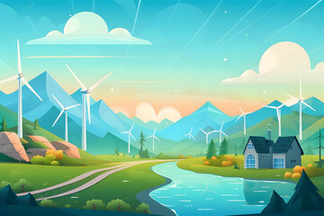 energy sector technology advancements banner, renewable energy technologies and smart grid networks