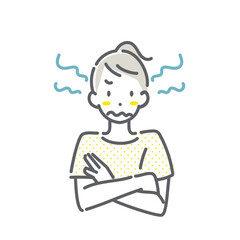 月経前症候群症状　PMS　シンプルでお洒落な線画イラスト