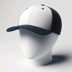 classic white and navy blue snapback cap, perfect for branding mockup