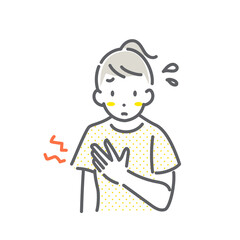 月経前症候群症状　PMS　シンプルでお洒落な線画イラスト