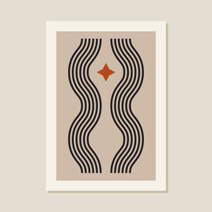 Boho geometric line art Poster. Vector design mental health concept.