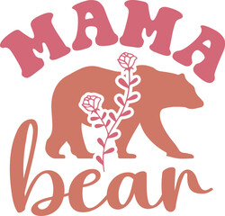 Mama bear Retro T-shirt Design