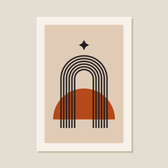 Boho geometric line art Poster. Vector design mental health concept.