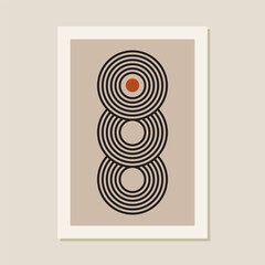 Boho geometric line art Poster. Vector design mental health concept.