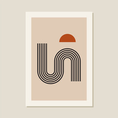 Boho geometric line art Poster. Vector design mental health concept.