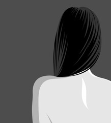 1482_Beautiful nude woman with long shiny black hair romantic