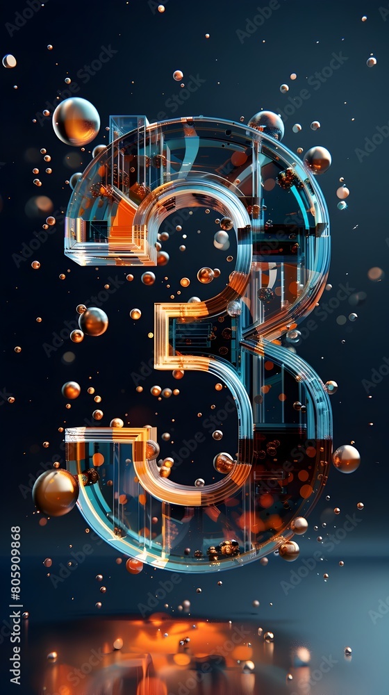 Aufkleber dynamic 3d typography art with shadows and light effects depicting a graphic design concept with cop
