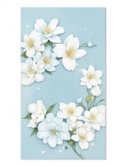 Jasmine flowers on a blue background, happy mother day card