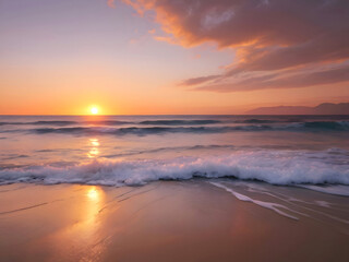 Fototapeta premium Sunset Sea Beach Landscape Art