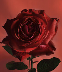 Red rose flower, macro detail