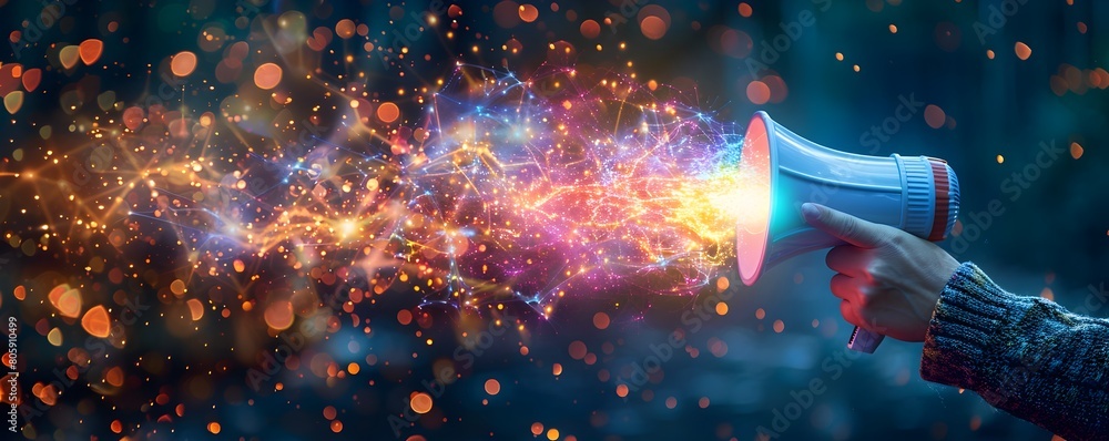 Poster dynamic digital sales presentation with explosive visuals captivating the audience
