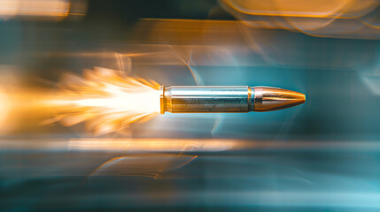 A silver bullet streaks through the air, its fiery trail illuminating the darkness.