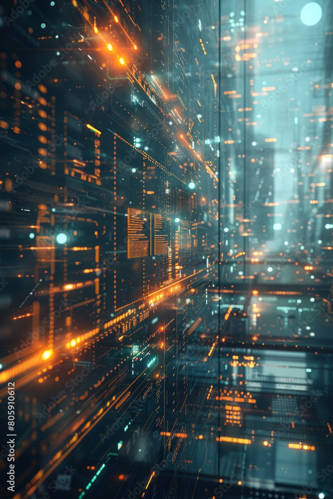 Poster innovative technology drives dynamic business processes with digital interfaces.