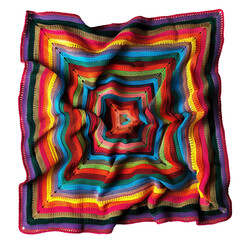 Crocheted blanket, transparent background, isolated image, generative AI