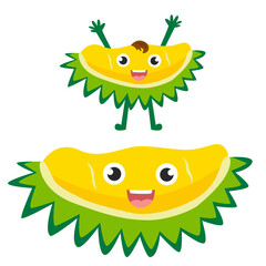 durian fruit cartoon character. summer fruit of thailand
