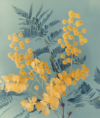 Background with yellow mimosa flowers