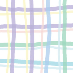 Vector hand drawn cute checkered pattern. cottagecore Doodle Plaid geometrical semitransparent simple texture. Crossing lines. Abstract cute delicate pattern