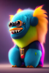 furry monster on a gaming background in the style of vray tracing, Ai generated illustration