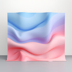 Abstract cloth draped over a stand, backdrop for advertisement,