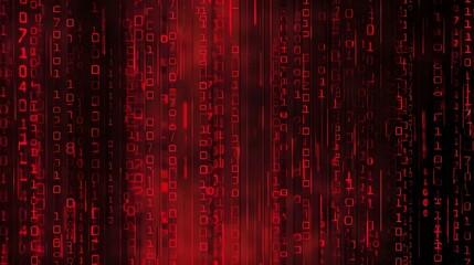 Futuristic Red Matrix Background with Digital Codes and Numbers