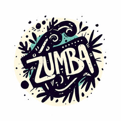 A colorful, abstract logo for Zumba. The logo is a circle with a swirl pattern and the word Zumba written in a bold, artistic font. The design conveys a sense of energy and movement