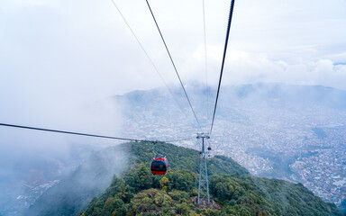 cable car in the mountain hill,  Nepal, 