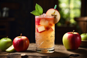 apple ice in a transparent glass cup