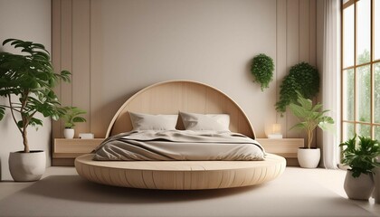 Home bedroom interior, white blank wall, 3d render