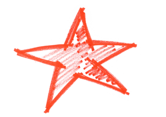 Grunge scribble star, red marker isolated on white, texture