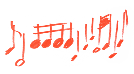 Grunge hand draw shape music notes, icon isolated on white	