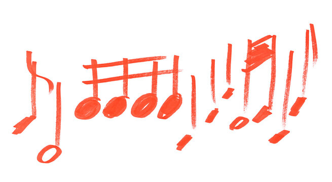 Grunge hand draw shape music notes, icon isolated on white	