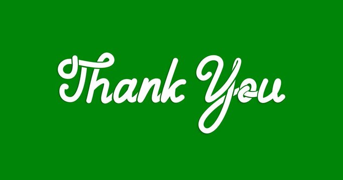 Thank you animation. Handwritten text calligraphy animated on the green screen alpha channel. Great for wishes, celebrations, Events, Messages, and festivals. Transparent background. Alpha Channel.