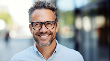 Obraz premium portrait of smiling and friendly looking middle aged attractive businessman
