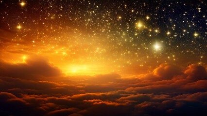 Fantasy night sky with clouds and stars. 3D illustration.
