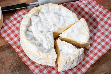 French soft Camembert cheese, original Camembert de Normandie, with white mold