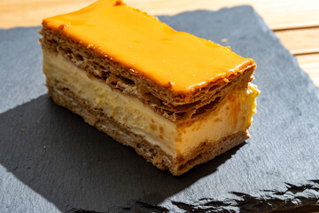 Celebration of the King birthday in Netherlands, tompoes or tompouce, iconic pastry in Netherlands...