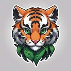 Obraz premium Cheerful Chibi Baby Tiger Logo Suitable for Logo Mascot