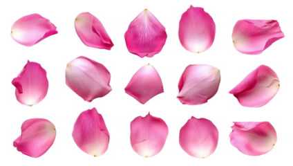 Set of pink rose petals, cut out