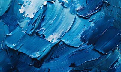 Acrylic paint strokes. Abstract background in blue colors, Generative AI 