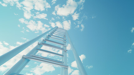 Career Growth Concept. Sky is the limit. Success ladder reaching high into the sky