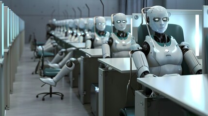 Artificial Intelligence Robots in Modern Office Setting