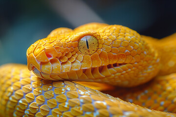 Obraz premium Detailed close-up of a yellow colored snake