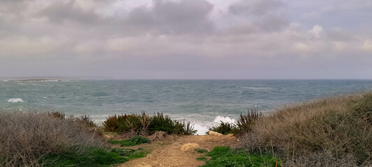 Stormy weather in Saint Paul's Bay. Malta after season.