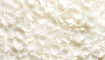 White rose petals scattered flat across the frame, nature texture.
