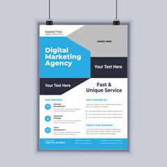 Digital marketing agency corporate flyer design vector template