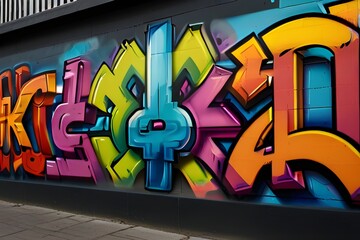 Colorful urban graffiti on the wall. Generative AI 