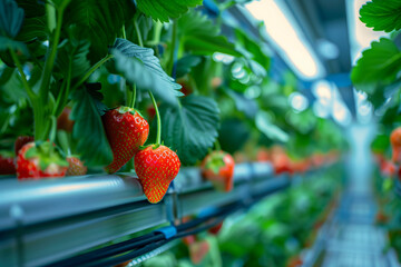 A vertical farm lab for strawberry with automatic lighting and watering