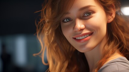 Fototapeta premium Smiling woman with curly hair