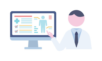 診察で説明をする男性医師