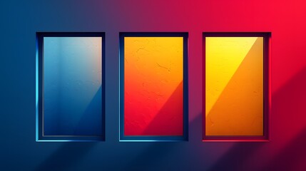 Abstract Colored Panels with Light and Shadow